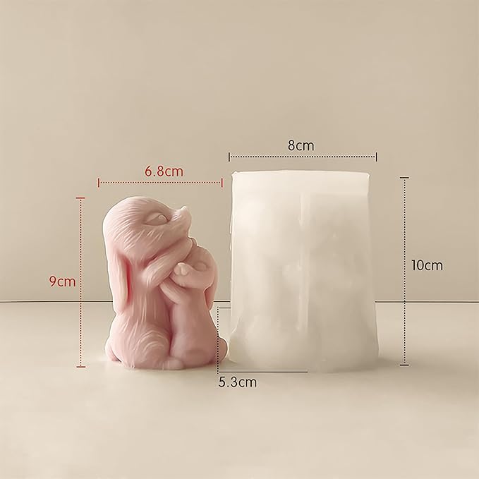 Couple Rabbit Candle Mold - Resin Casting Silicone Molds for Home Decor & Candle Making Wave Spiral Mold