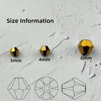 500pcs 3mm Bicone Glass Crystal Beads for Jewelry Making, Faceted Bicone Glass Spacer Beads for Bracelet Earring Necklace DIY Craft(Gold)