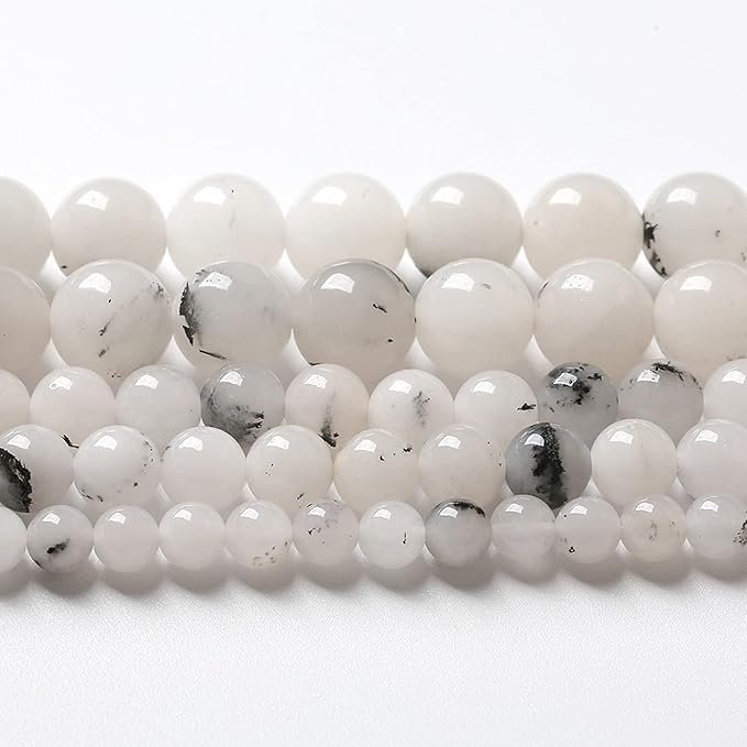 4MM 86PCS Natural Stone Ink Spots Jade Loose Beads for Jewelry Making DIY Bracelet Necklace