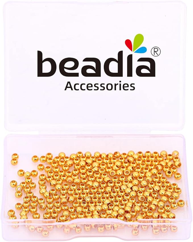 18K Gold Plated Round Spacer Beads 3mm 300pcs for Jewelry Making Findings Non Tarnish