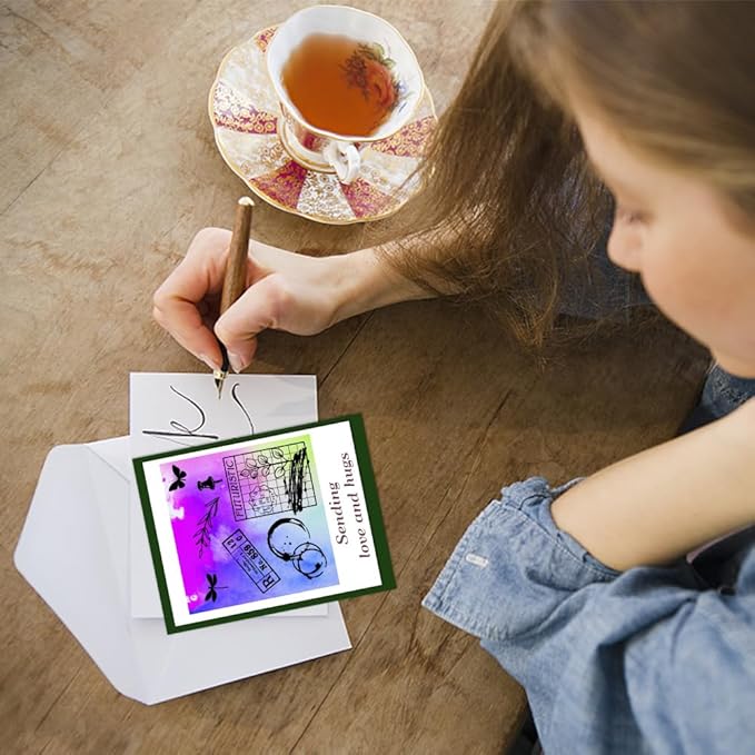 GLOBLELAND Vintage Postcard Background Cling Rubber Stamp 7.09x8.66inch Labels EVA Stamps Embossing Stamp Seal for DIY Scrapbooking and Card Making Paper Craft Decor