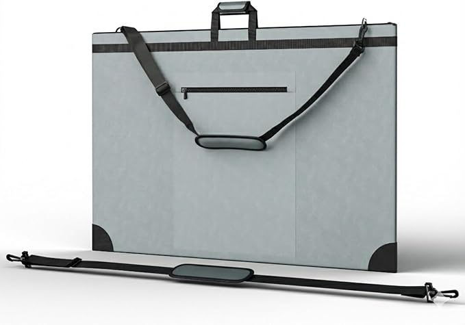 Large 24 x 36 inches Art Portfolio Bag, Fits ARCH D Blueprints, Posters & Art Prints, Waterproof Artist Case with Shoulder Strap, Durable Grey Carrying Tote for Architects, Designers & Students