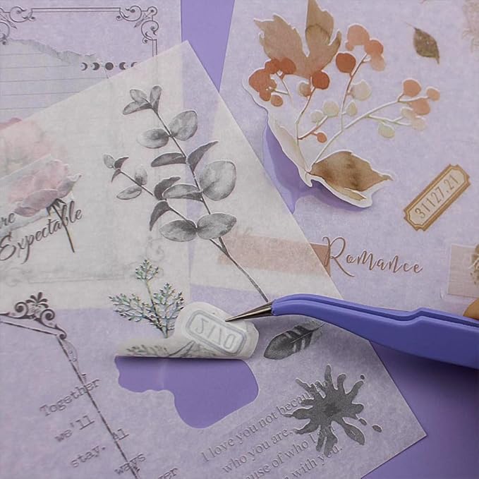 40 Sheets Sticker Book for Adults Journaling, Washi and PET Materials, Ephemera Aesthetic Stickers for Junk Journals, Bujo, Planners (Autumn & Winter)