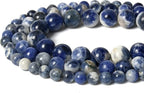 35pcs 10mm Natural Stone Beads White Blue Sodalite Beads Energy Crystal Power Gemstone for Jewelry Making, DIY Bracelet Necklace