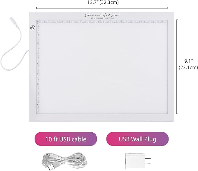 DIAMOND ART CLUB - New A4 Light Pad, USB LED Light Board for Diamond Painting and DIY Crafting, 5D Diamond Art Tools and Accessories, 14.1" x 10.6"
