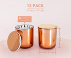 Aroparc Bulk Candle Jars with Lids, 10oz Elegant Candle Container for Candle Making 12 Pack Empty Candle Holder with Metal Lids Tumbler Jar Candle Tins Candle Making Supplies (Rose Gold)