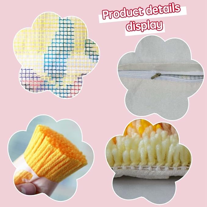 DL-YTG DIY Latch Hook Kits for Art Craft Throw Pillow Pattern Paint Cross Stitch Set ：Halloween Pumpkin A-16X16 Inch