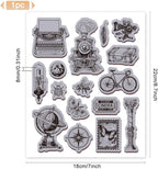 GLOBLELAND Retro Insect Train Cling Rubber Stamp 8.7"x7" Bicycle Butterfly Bee EVA Stamps Embossing Stamp Seal Rubber Stamps for DIY Scrapbooking and Card Making Paper Craft Decor