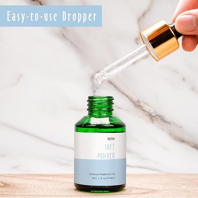 Soft Powder Fragrance Oil, MitFlor Single Scented Oil, Large Size Fragrance Oil for Diffuser, Soap & Candle Making Scent, Aromatherapy Oil, Clean Scent for Home Fragrance, 30ml