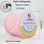 0.8mm Nylon String, Strong Bracelet String, Durable Nylon Cord for Jewelry Making, Bracelets, Beading, Necklaces, Rattail Braiding, Kumihimo, Wind Chimes, Blinds and Handicrafts