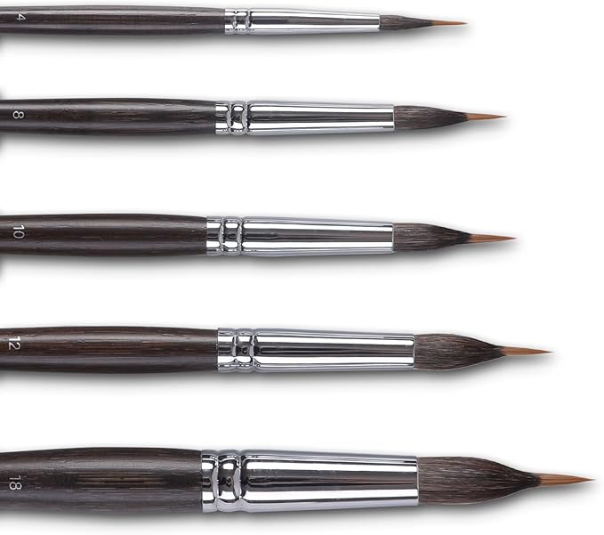 Professional Watercolor Brushes Set - 5PCS Extra Long Needle Point Synthetic Sable Two Layer Liner Paint Brushes for Fine Detailing - Perfect for Watercolor,Acrylic,Gouache,Ideal for Artists&Beginners