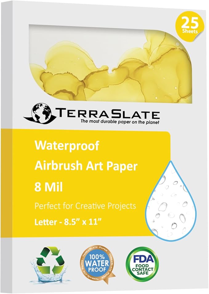 TerraSlate Paper 8 Mil 8.5" x 11" Airbrush Art Paper, Drawing Paper, Painting Paper, Sketch Paper, 25 Sheets
