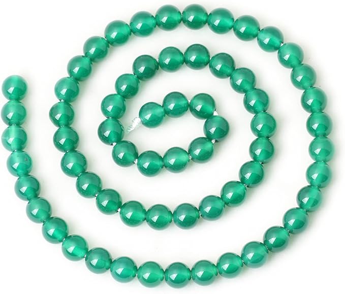 60PCS 6mm Green Agate Gemstone Round Loose Beads for Jewelry Making 1 Strand 15"