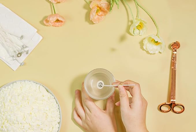 100pcs Candle Wicks Kit Pre-Waxed and Pre-Tabbed Cotton Wicks for Candle Making,Wick Stickers, Wick Centering Device - Great for Soy, Beeswax, and Paraffin Candles