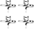 YUXIANLB 4pcs Adjustable Crochet Tension Ring for Finger, Cat Shape Metal Open Guide Tension Ring for Crocheting, Crochet Loop Rings Braided Faster Knitting Thimbles Supplies For Women Mother - Silver