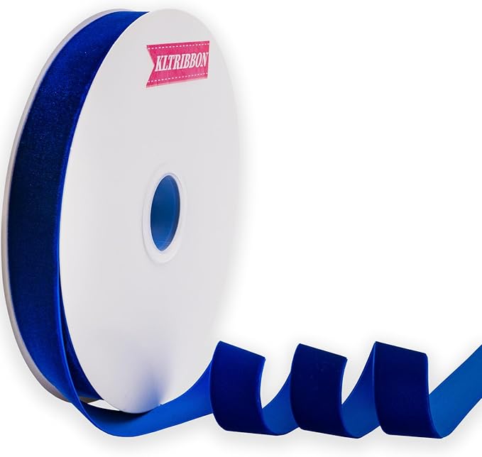 Nylon Velvet Ribbon Single Faced,1 Inch X 25Yards Spool (Royal Blue)