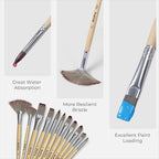 Nicpro 32pcs Paint Brush Set, Acrylic Paint Brushes, Professional Artist Series with Paint Spatula and Cloth Roll, Paintbrushes for Oil, Acrylic Canvas Paintings, Watercolor, Art Supplies