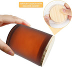 10 OZ Thick Candle Jars for Making Candles 15 Pcs, Empty Jars with Wood Lids for Candle Making, Sample Container, Frosted Brown