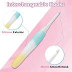 10-Size Interchangeable Crochet Hook Set – Ergonomic Jelly-Grip Handle, Extra Long, 15pcs Pre-Included Accessories, Portable Case