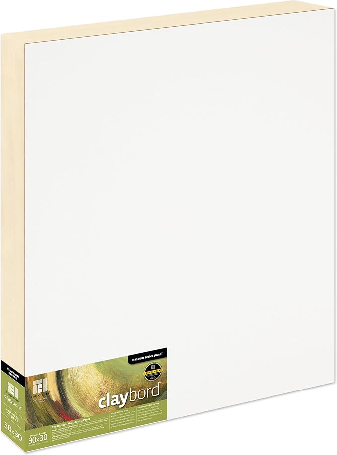 Ampersand Art Supply Wood Painting Panel: Museum Series Claybord, 30" x 30", 2" Cradled Profile