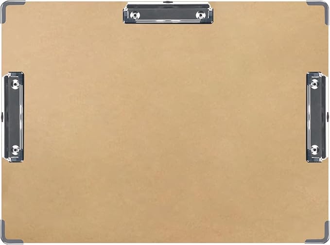 Acocony Drawing Board 18 x 24 Three Clip with Hardware Corner Guard Drawing Boards for Artists Hardboard Art Clipboard Low Profile Clip MDF Pack of 1
