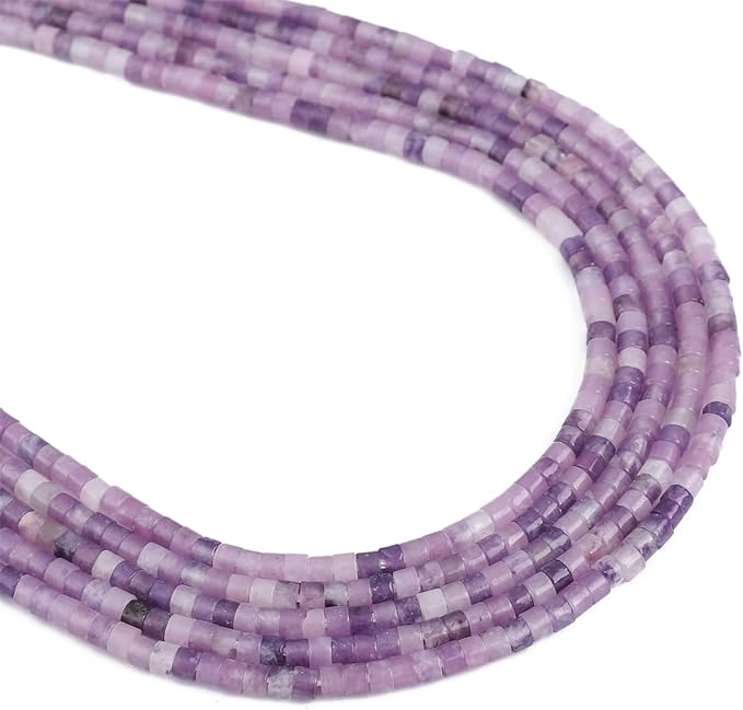 Natural Light Amethyst Spacer Beads Caps Flat Round Loose Beads for Beading Jewelry Making 3mmx2mm 38cm