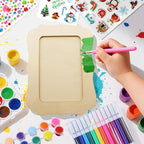 Ukontagood 30 Pack Wooden Picture Frames for Crafts, 4''×6'' Picture Frame Painting Craft Kit Includes 16 Sheets Diamond Stickers, 12 Colors Pens & Brushes, and Paints for DIY Crafts