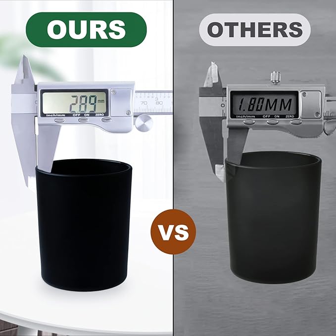 CONNOO 15 Pack 7 OZ Matte Black Candle Jars with Bamboo Lids for Making Candles, Thick Glass Candle Jars Empty Jars in Bulk with lids - Dishwasher Safe