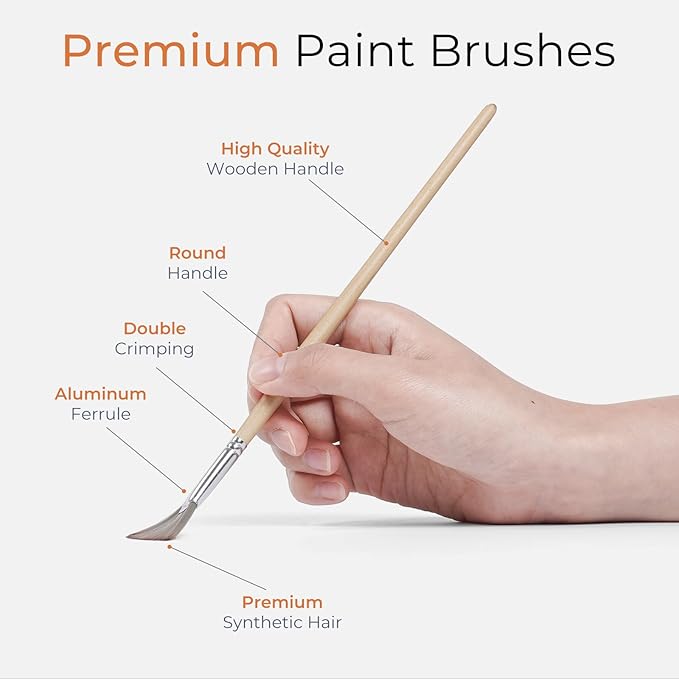 Nicpro 32pcs Paint Brush Set, Acrylic Paint Brushes, Professional Artist Series with Paint Spatula and Cloth Roll, Paintbrushes for Oil, Acrylic Canvas Paintings, Watercolor, Art Supplies