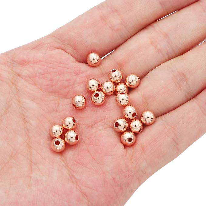 Rose Gold Plated Round Spacer Beads 6mm 30pcs for Jewelry Making Findings Non Tarnish