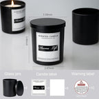 Creahaus 10oz, 16 Pack Thick Candle Jars with Metal Lids for Making Candles, Bulk Matte Black Empty Glass Candle Containers & Sticky Labels, Warming Labels Kit, Heat Resistant Candle Vessels