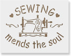 Sewing Mends The Soul Stencil - Quilt Stencil, Easy-to-Use for Stylish DIY Decor Projects, Sewing Mends Stencil