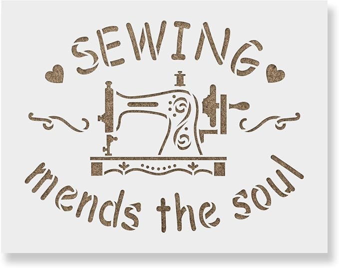 Sewing Mends The Soul Stencil - Quilt Stencil, Easy-to-Use for Stylish DIY Decor Projects, Sewing Mends Stencil
