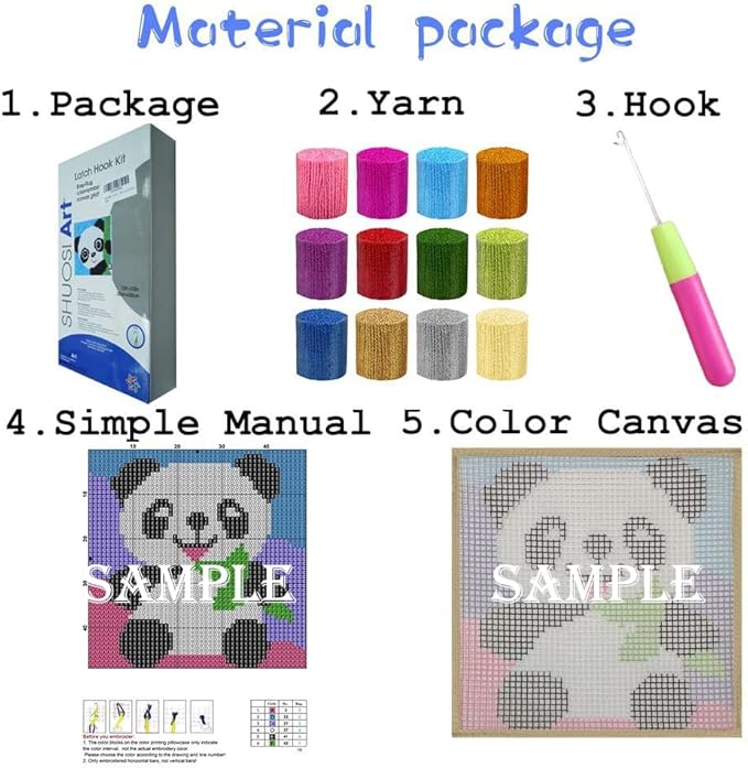 Latch Hook Rugs Kits for Kids Adults Beginners, Dinosaur Owl Smile Star Sunflower Dog Panda Small Large DIY Latch Hook Rug Making Kit for Girls and Boys