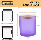 8 OZ Thick Candle Jars for Making Candles 15 Pcs, Empty Jars with Wood Lids for Candle Making, Sample Container, Frosted Purple