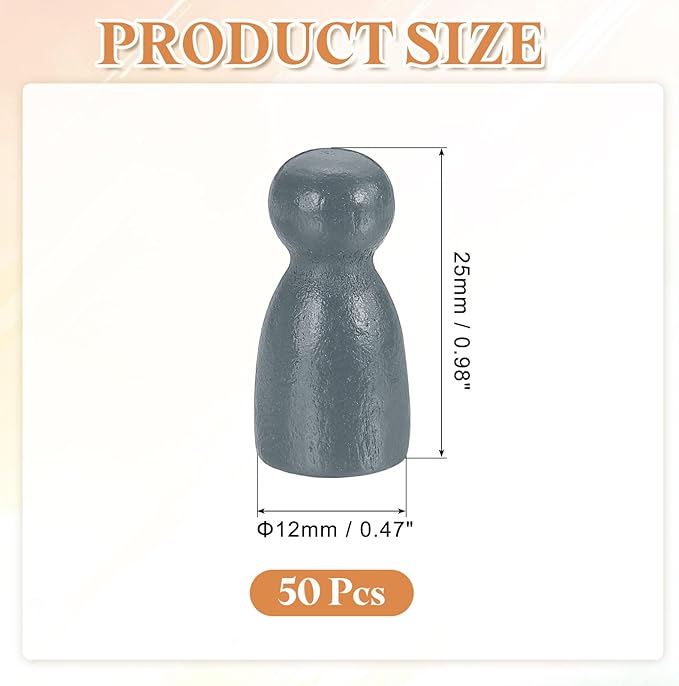 uxcell 50Pcs Wood Peg Dolls Unfinished, 1" x 1/2" Natural Wooden Blank Family Figures Peg Dolls Body for Painting, Decoration, Craft Art Projects, Gray