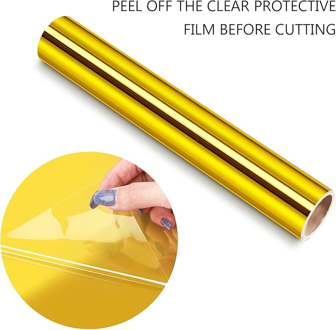 TECKWRAP Chrome Gold Adhesive Vinyl Roll 1ft x 5ft – Permanent Gold Vinyl for Crafts, Signs, Stickers, and Home Décor DIY Projects & Decals