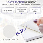 100 Sheets - Watercolor Paper Pads (9"x12") - Premium Thick Pages (220 GSM) - Also Great for Drawing, Finger Painting & Sketching; Easy Tear Design - Natural White; Water Color Paper/Watercolor Pads