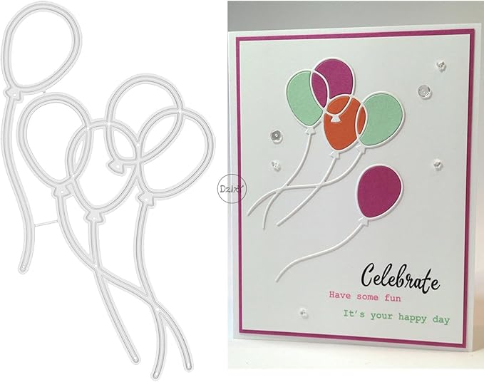 DzIxY 5 Balloons Metal Cutting Dies for Card Making Kit Embossing Paper Die Cuts Set Scrapbook Stencils Supplies Machine Templates