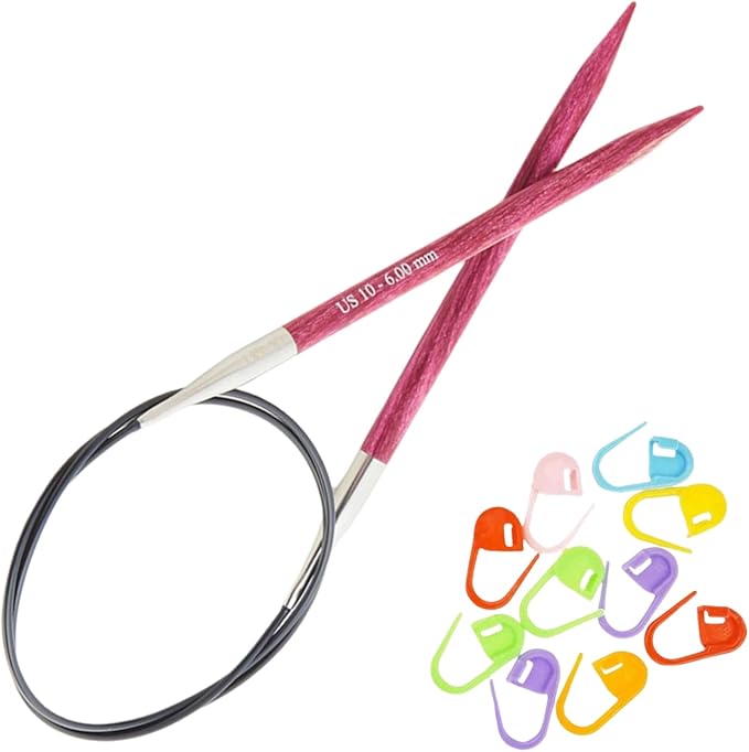 KnitPro Dreamz Circular Knitting Needles 16 inch, Size 10 (40cm, 6.00mm) with 10 Colorful Stitch Markers