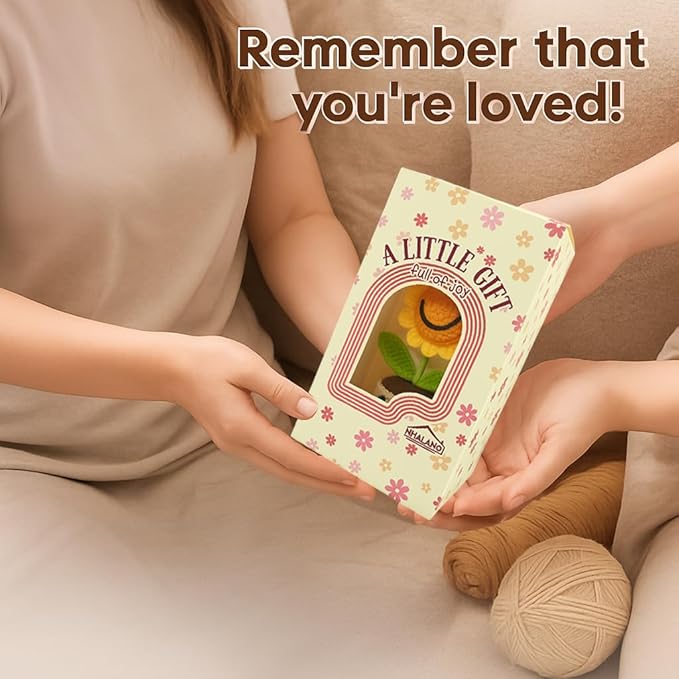 Handmade Positive Sunflower Crochet - Never Forget The Different That You Make, Appreciation Gift for Coworker, Best Friend, Teacher, Sister, Mom, Women, Men, Gift for Christmas, Birthday (Style 1a)