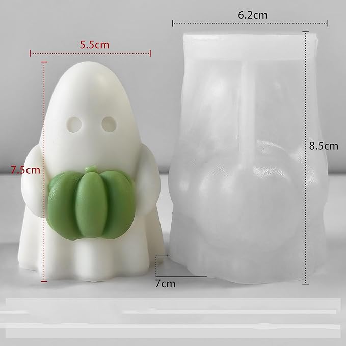 Pumpkin Ghost Cylinder Candle & Resin Mold - Resin Casting Silicone Molds for Home Decor & Candle Making Wave Spiral Mold