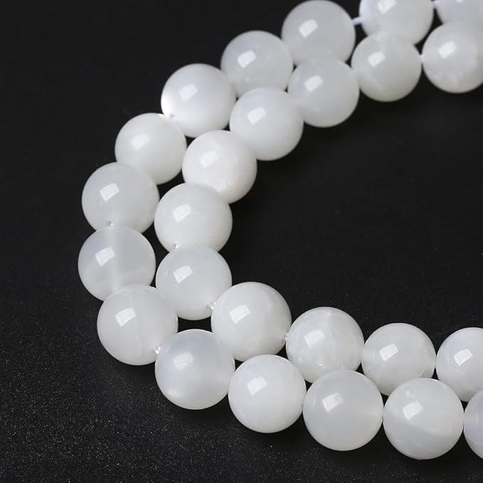 60pcs 6mm Natural White Moonstone Beads AAA Gemstone Round Loose Beads for Jewelry Making DIY Bracelets Necklaces Crystal Energy Healing Stone Beads 15" (6mm, White Moonstone)