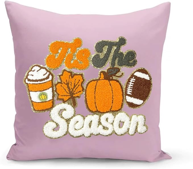 Fall Iron on Patches Pumpkin Maple Leaves Plaid Chenille Embroidery Sew on Stickers Applique for DIY Crafts T Shirt Clothing Jackets Backpacks Jeans Autumn Halloween Party Decorations Accessories