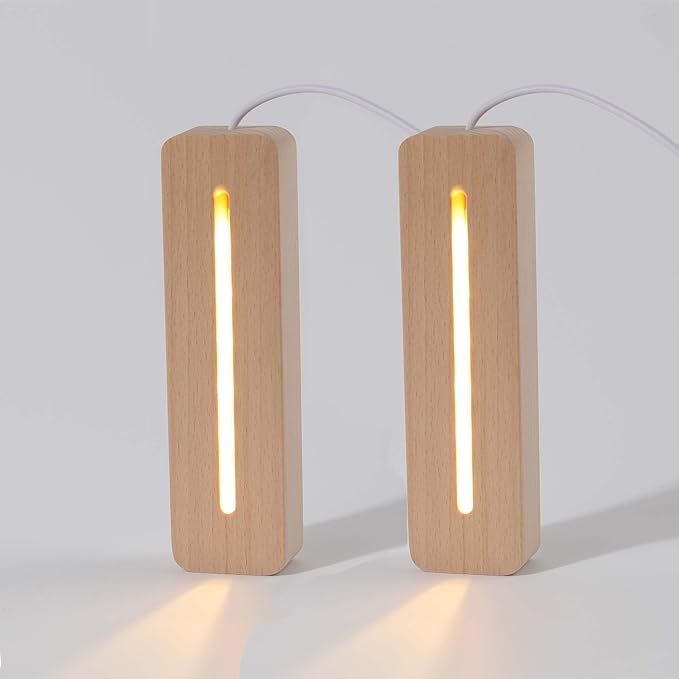Resin Casting Mold Silicone Mold Supplies 2 Pack 6 Inch Rounded CuboidLed Wood Led Base Rectangle Led Light Base 1Pcs White LED Base and 1Pcs Multicolor LED Base