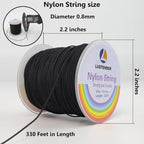 0.8mm Nylon String, Strong Bracelet String, Durable Nylon Cord for Jewelry Making, Bracelets, Beading, Necklaces, Rattail Braiding, Kumihimo, Wind Chimes, Blinds and Handicrafts