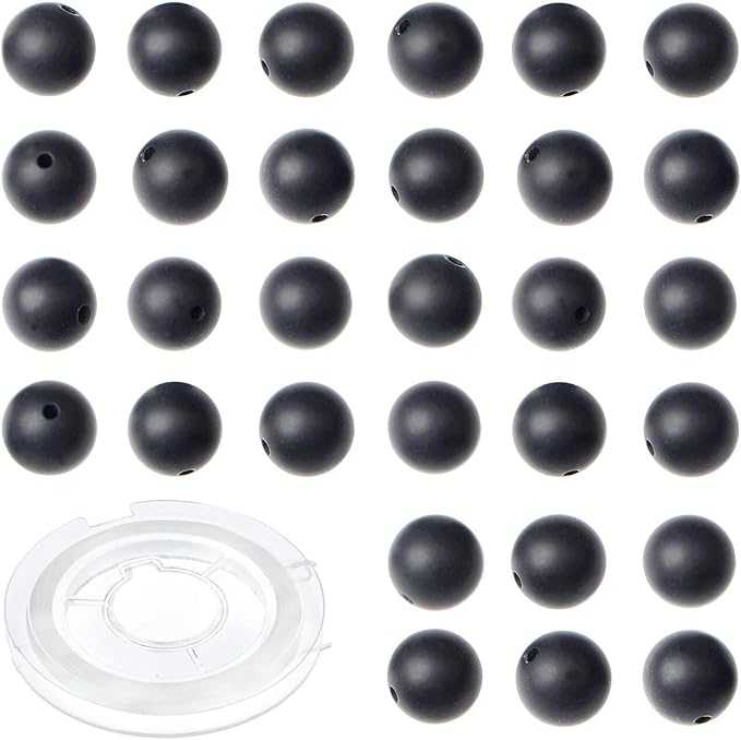 10mm 100pcs Natural Stone Beads Matte Black Onyx Round Genuine Stone Beading Loose Gemstone Hole Size 1mm DIY Charm Smooth Beads for Bracelet Necklace Earrings (Matte Black Onyx 10mm)