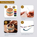 SHOP LC DELIVERING JOY Bead Spinner for Jewelry Making - Necklace Bracelet Maker with Big Eye Beading Needle and 3 mtr Wire Pinewood Wooden Birthday Gifts for Women- Turquoise & Red