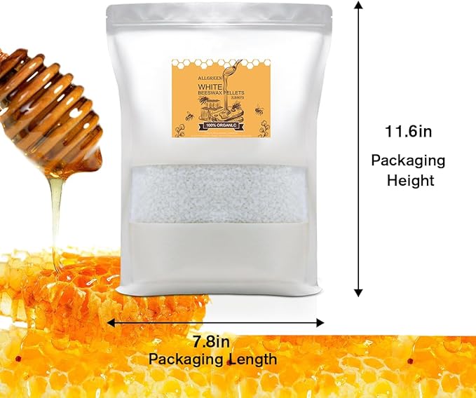 White Beeswax Pellets 2LB, 100% Organic Beeswax, Beeswax for Candle Making, Body, Skin Care DIY, Lip Balm and Soap Making Supplies