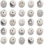 NCB 100pcs Original Natural Stone Beads Gemstone Round Loose Beads 6mm Genuine Real Stone Energy Beads for DIY Jewelry Making, Stretch Unisex (White Howlite, 6mm 100Beads)